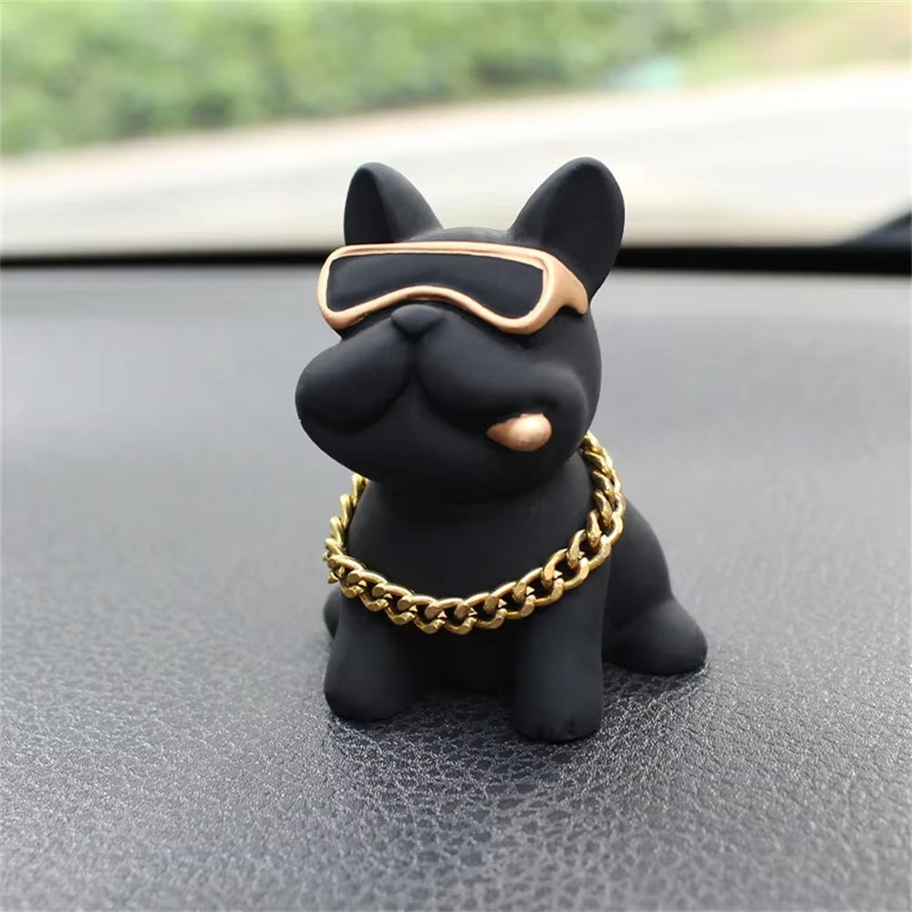 Wear-Resistant Bulldog Car Ornament - Comfortable Resin Dashboard Decoration for Interior Accessories