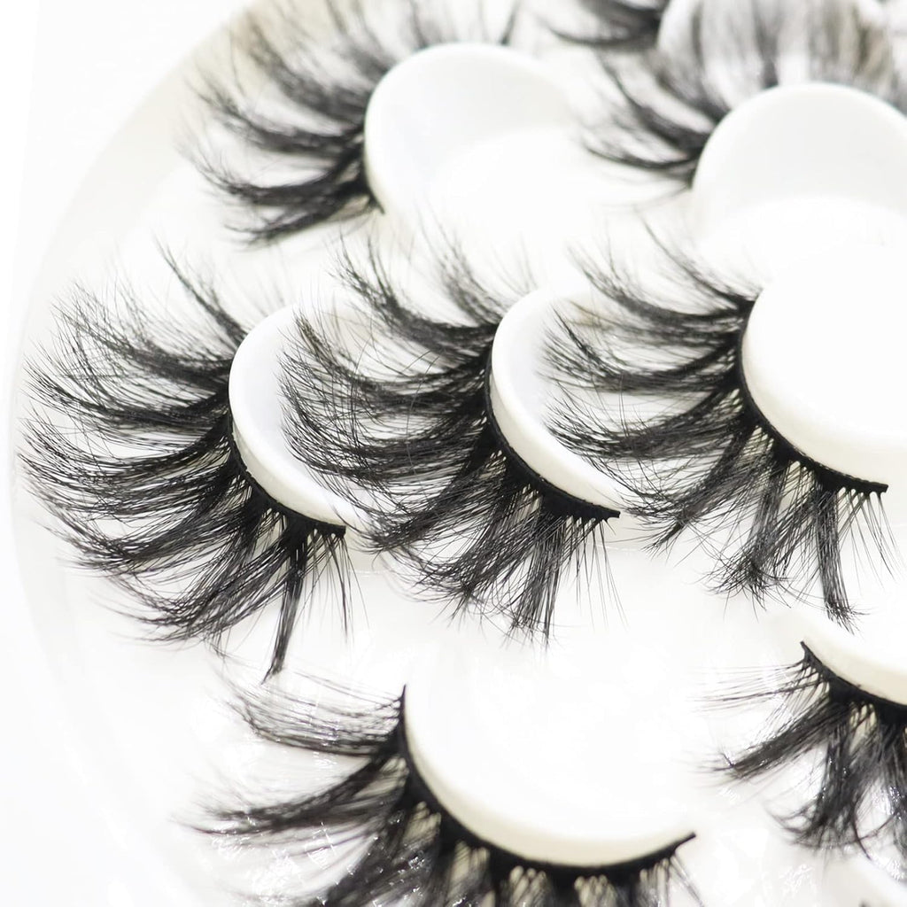 DAODER 25mm Wispy 8D Mink False Eyelashes - Dramatic Volume & Fluff - 7 Pairs of Soft, Reusable Lashes for Stunning Eyes