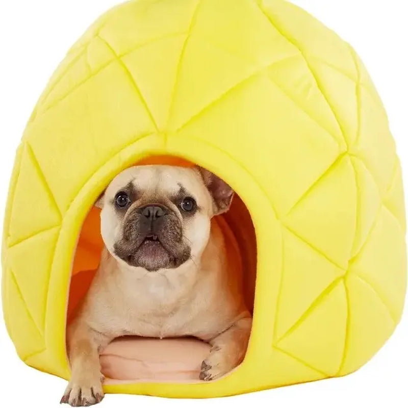 Elegant Pineapple-Inspired Pet Bed House for Cats and Dogs