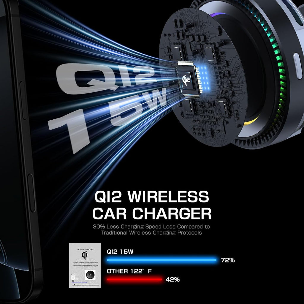 For Magsafe Car Mount Charger, Car Charger Qi2,15W Wireless Car Charger, Rapid Cooling Drop, Compatible with Magsafe Charger Car, Air Vent Dashboard Phone Holder Mount for Iphone 16 15 14 13 12 Series