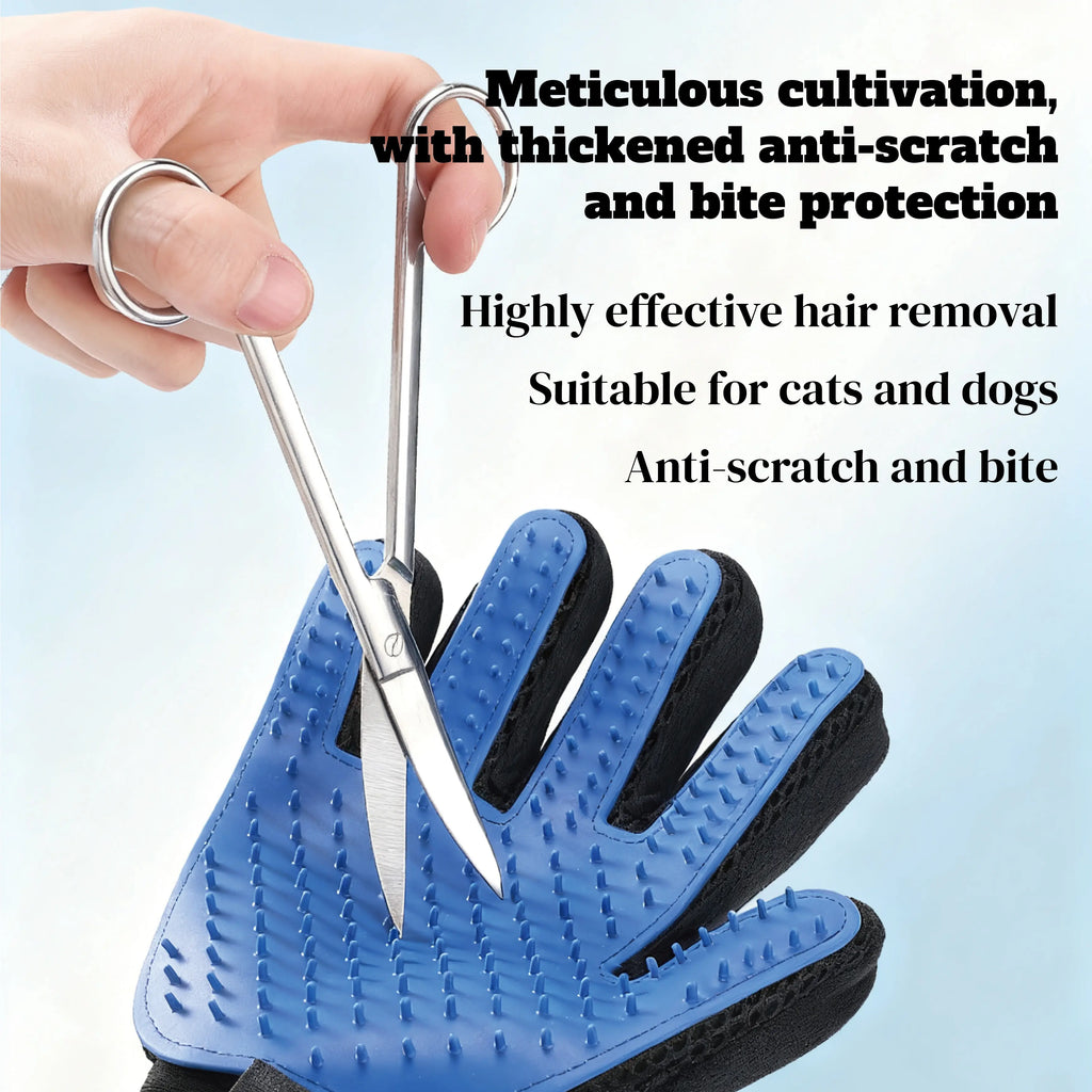 Pet Grooming Gloves - Soft Five-Finger Design for Efficient Pet Hair Removal - Suitable for Cats and Dogs - Set of Two - Ideal Valentine's Day Gift
