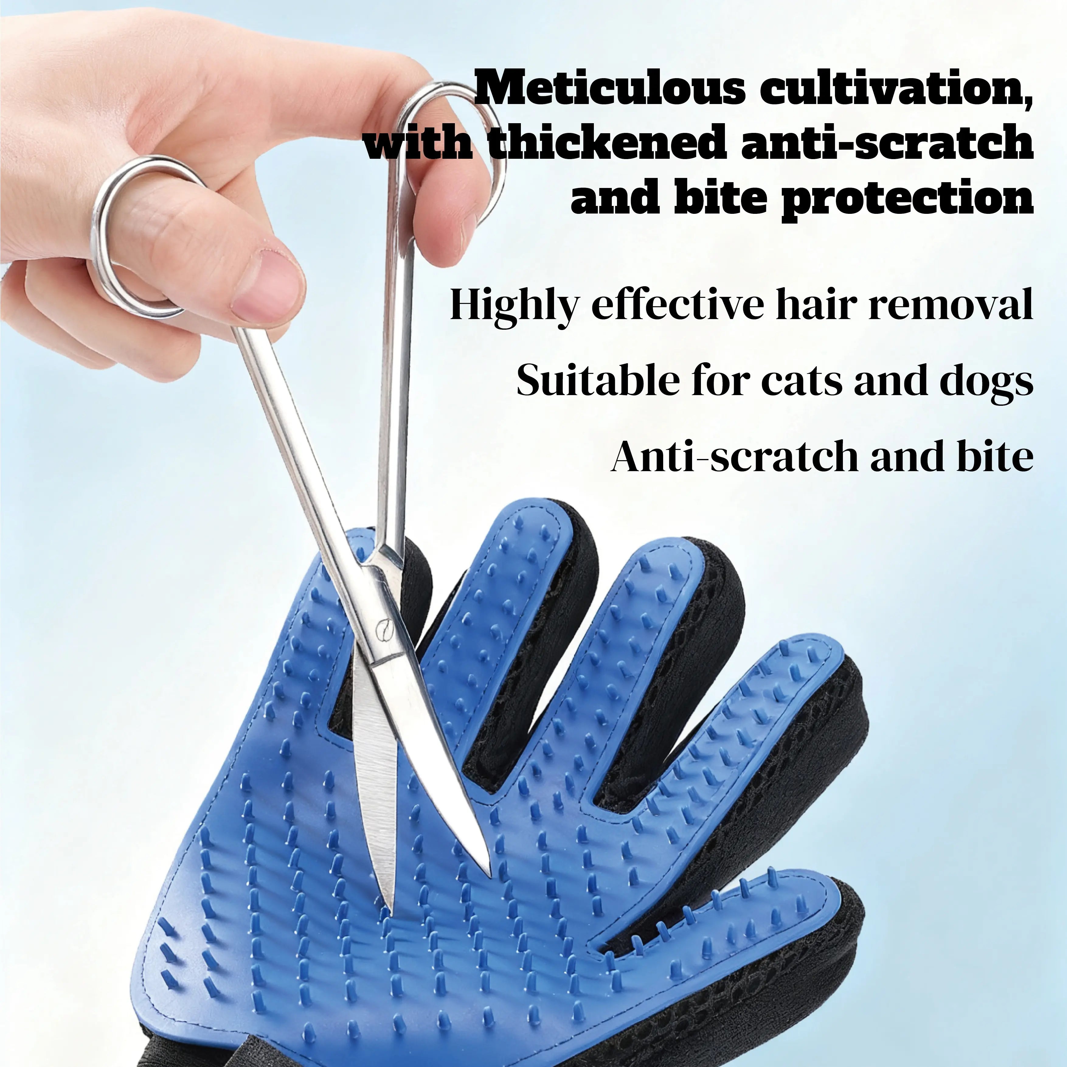 Pet Grooming Gloves - Soft Five-Finger Design for Efficient Pet Hair Removal - Suitable for Cats and Dogs - Set of Two - Ideal Valentine's Day Gift