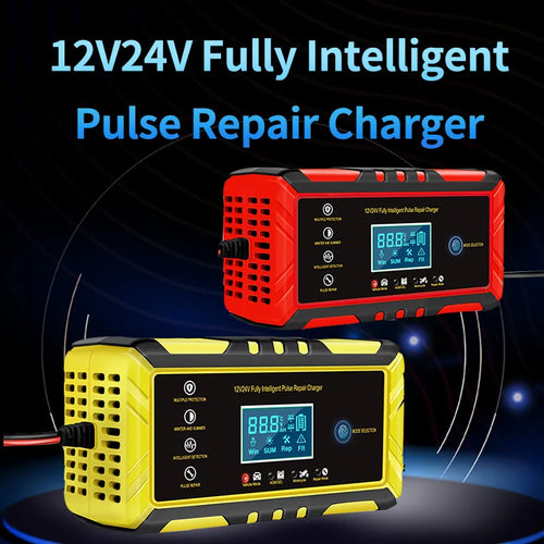 12V/24V 8A Full Automatic Battery Chargers Digital LCD Display Car Battery Chargers Power Puls Repair Chargers Wet Dry Lead Acid