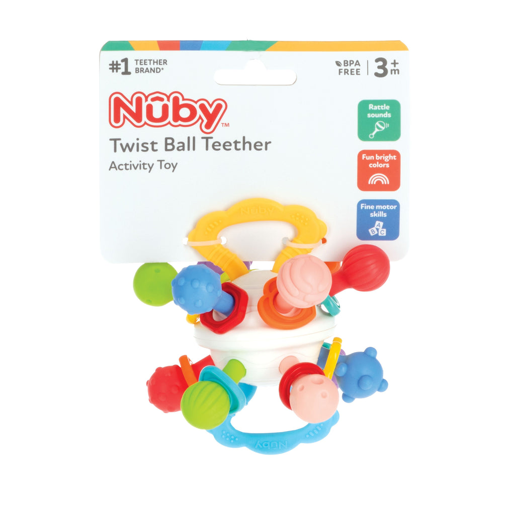 Nuby Textured Twist Ball Baby Teether Infant Toy with Colorful Rattle