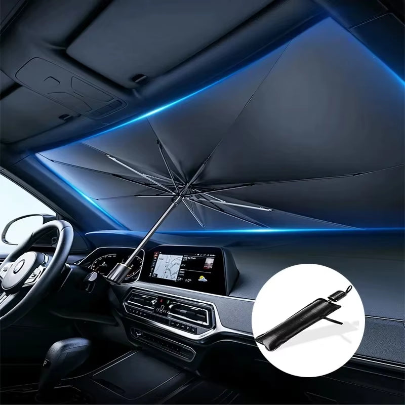 Premium Titanium Silver Front Windshield Sunshade - Thickened UV Protection Folding Accessory for Cars