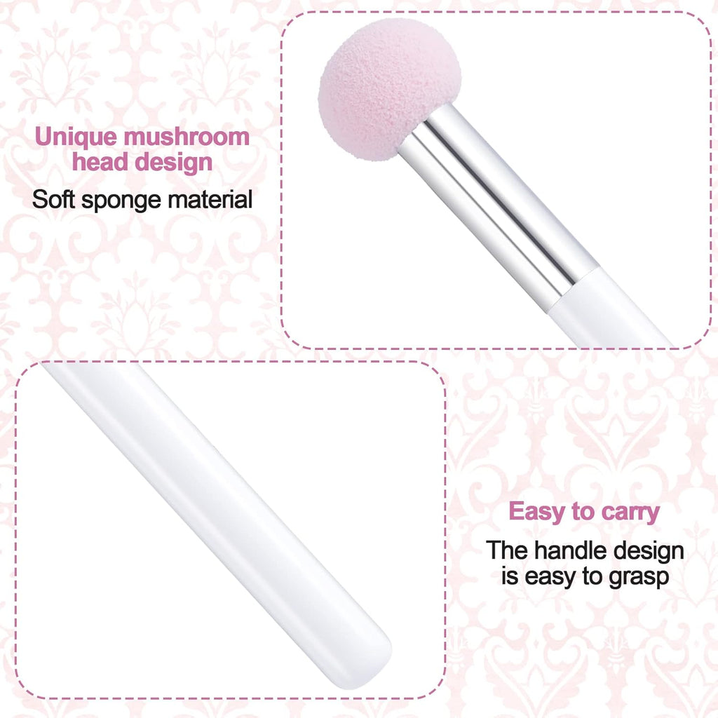 PAGOW 6-Pack Washable Sponge Makeup Applicators with Handle - Perfect for Eyeshadow Application for Women and Girls (4.5 Inch)