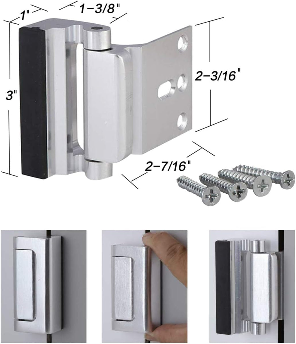 Ultimate Childproof Door Reinforcement Locks - 2 Pack with 8 Screws, 800 Lbs Strength, Sleek Silver Finish