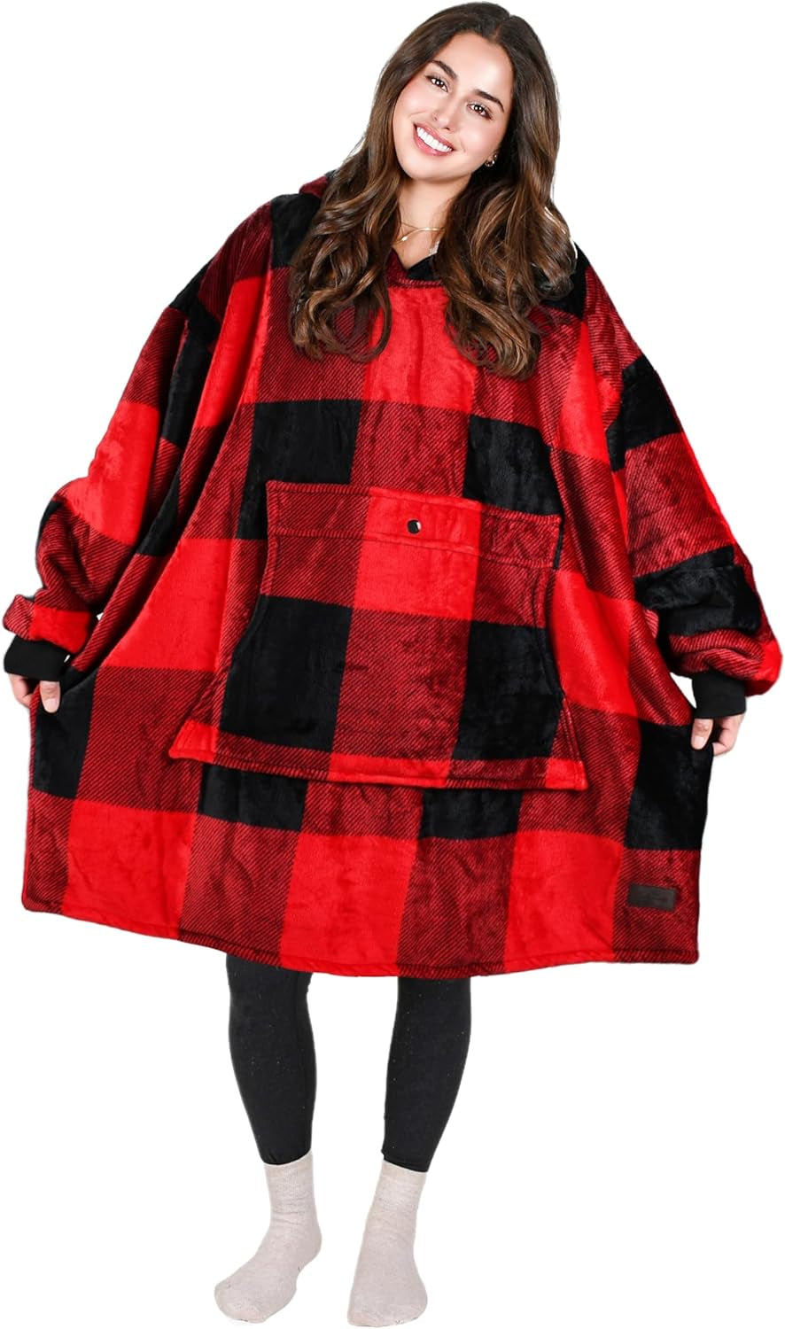 Cozy Up with Tirrinia Extra Long Oversized Sherpa Hoodie Blanket - Perfect Christmas Gift for Men, Women, and Teens in Grey!