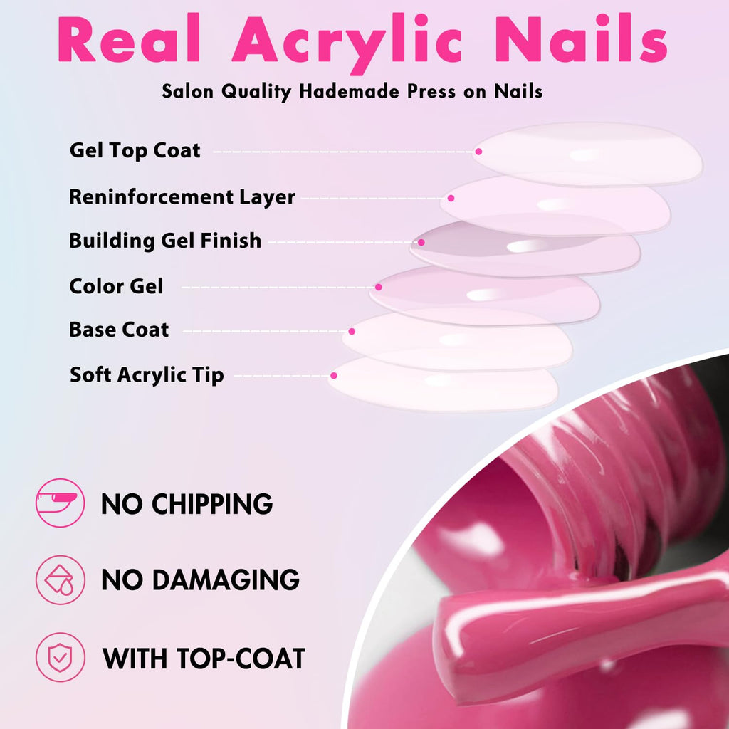Vibrant Orange Red Almond Press-On Nails - Reusable Medium Length Acrylic Stiletto Nails for Women & Girls