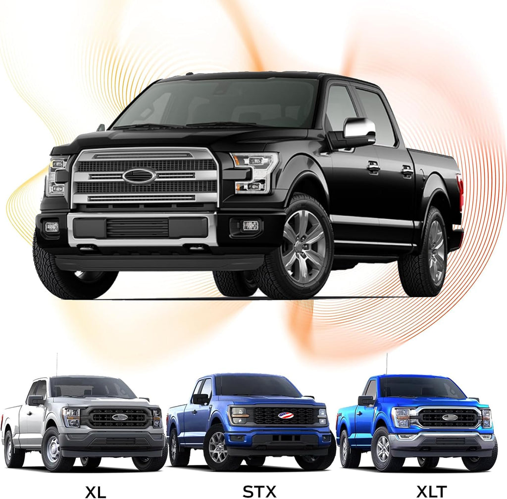 Premium Silver American Flag Tailgate Emblem for Ford F150 F250 F350 - 9 Inch Aluminum Oval Overlay Badge for Front Grill & Rear Tailgate