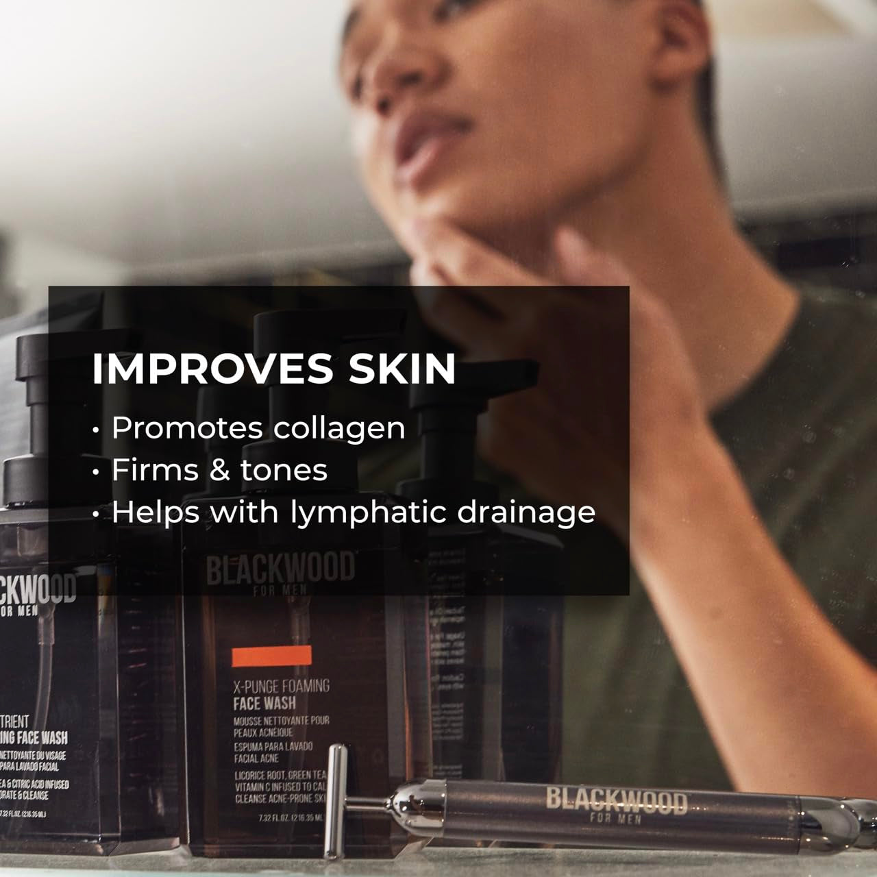 Blackwood for Men Eye and Facial Massager - Ultimate Face Sculpting Tool to Combat Puffiness, Dark Circles & Crow's Feet - Perfect Self-Care Gift & Alternative to Gua Sha & Jade Rollers