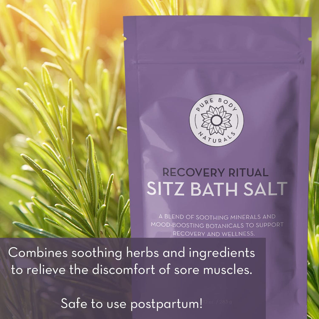 Pure Body Naturals Sitz Bath Salt – Essential Postpartum & Hemorrhoid Relief Soak – 10 Oz Natural Self-Care Solution