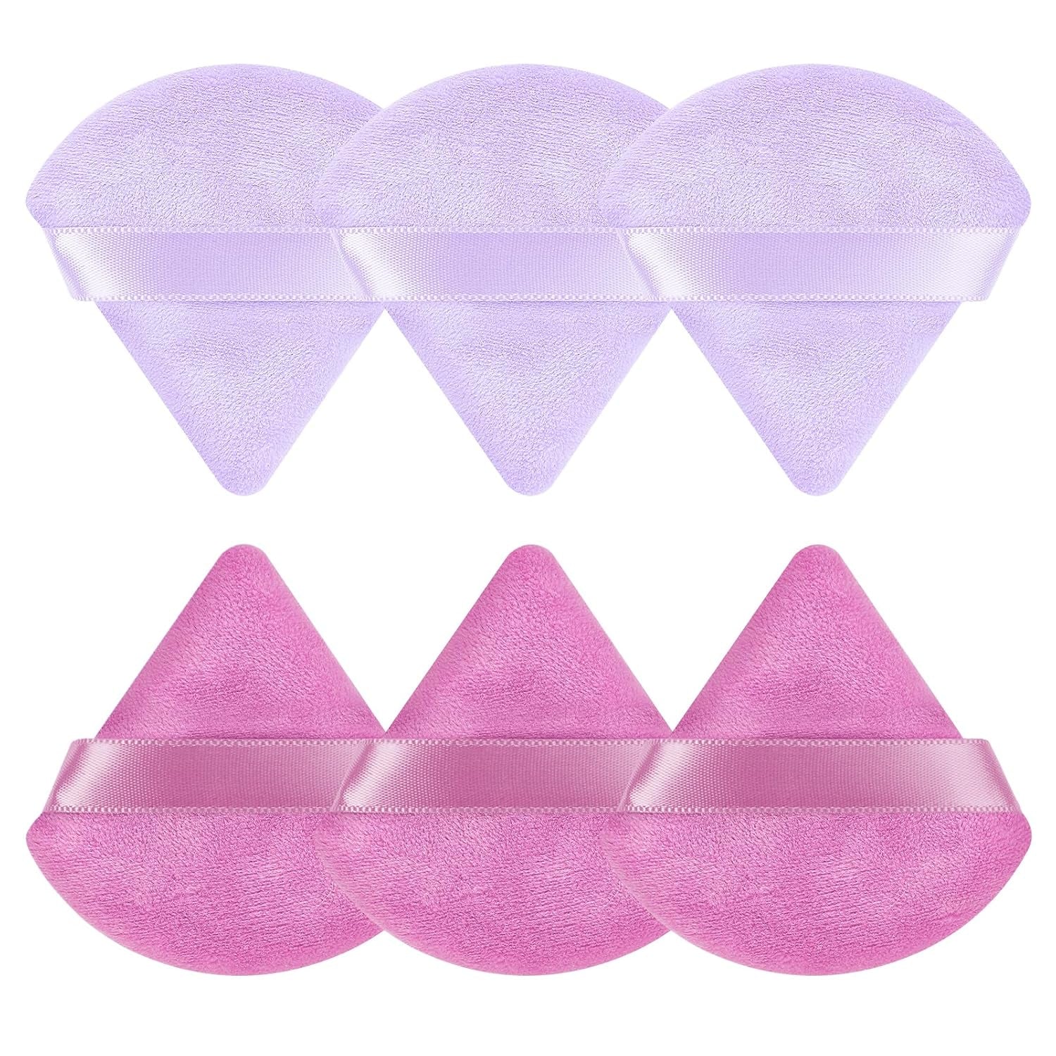 Pimoys 6-Pack Velour Makeup Sponges - Soft Triangle Powder Puffs for Flawless Loose Powder Application (Black)