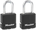 Master Lock Magnum Heavy Duty Outdoor Padlock - Weather Resistant & Cut Safe Shackle - Perfect for Fences, Gates, and Sheds - 2 Pack (M115XTLF) - Black