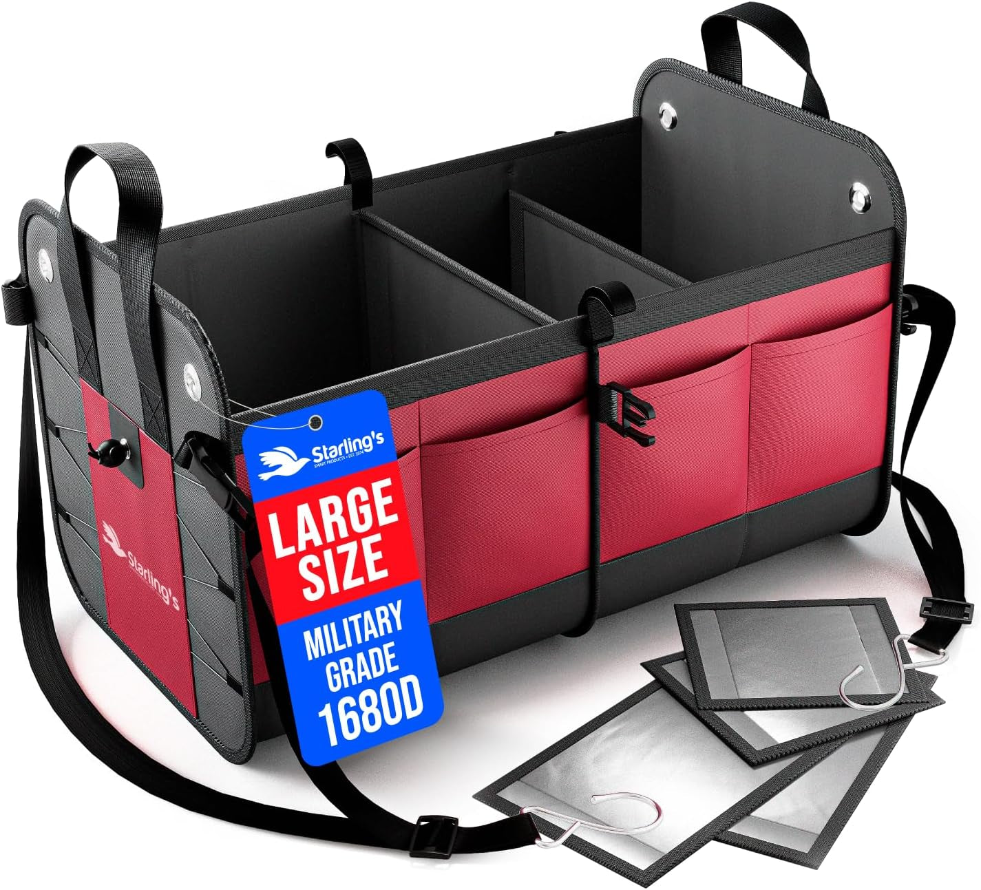 Ultimate Car Trunk Organizer – Large Collapsible Storage Box with Adjustable Compartments – Heavy-Duty, Waterproof, Non-Slip Cargo Organizer for SUV, Truck & Car – Perfect for Groceries & Tools