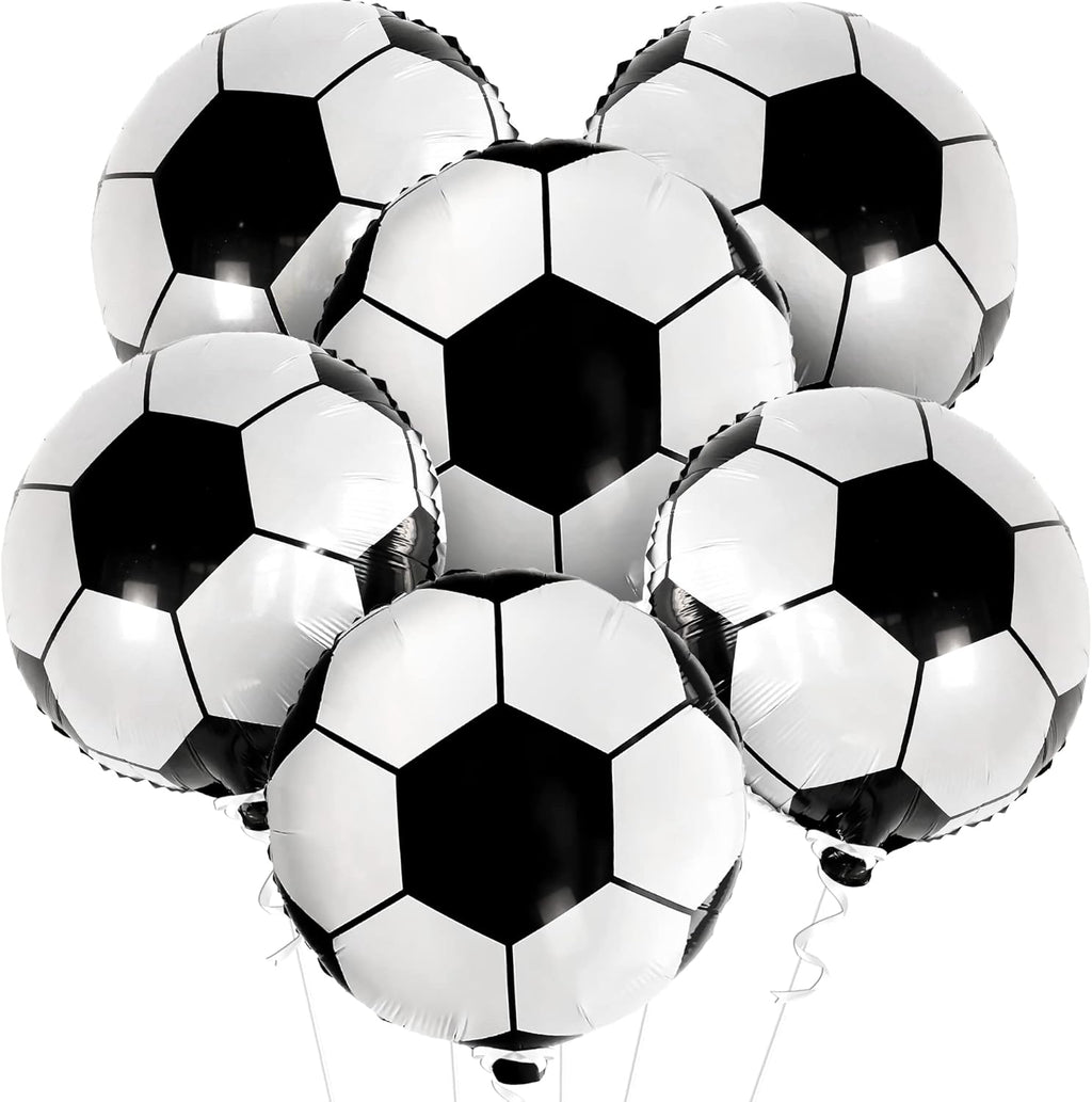 Large Soccer Ball Balloons - 18 Inch, Pack of 6 | Soccer Birthday Party Decorations | Soccer Themed Party Supplies | Black and White Soccer Balloons