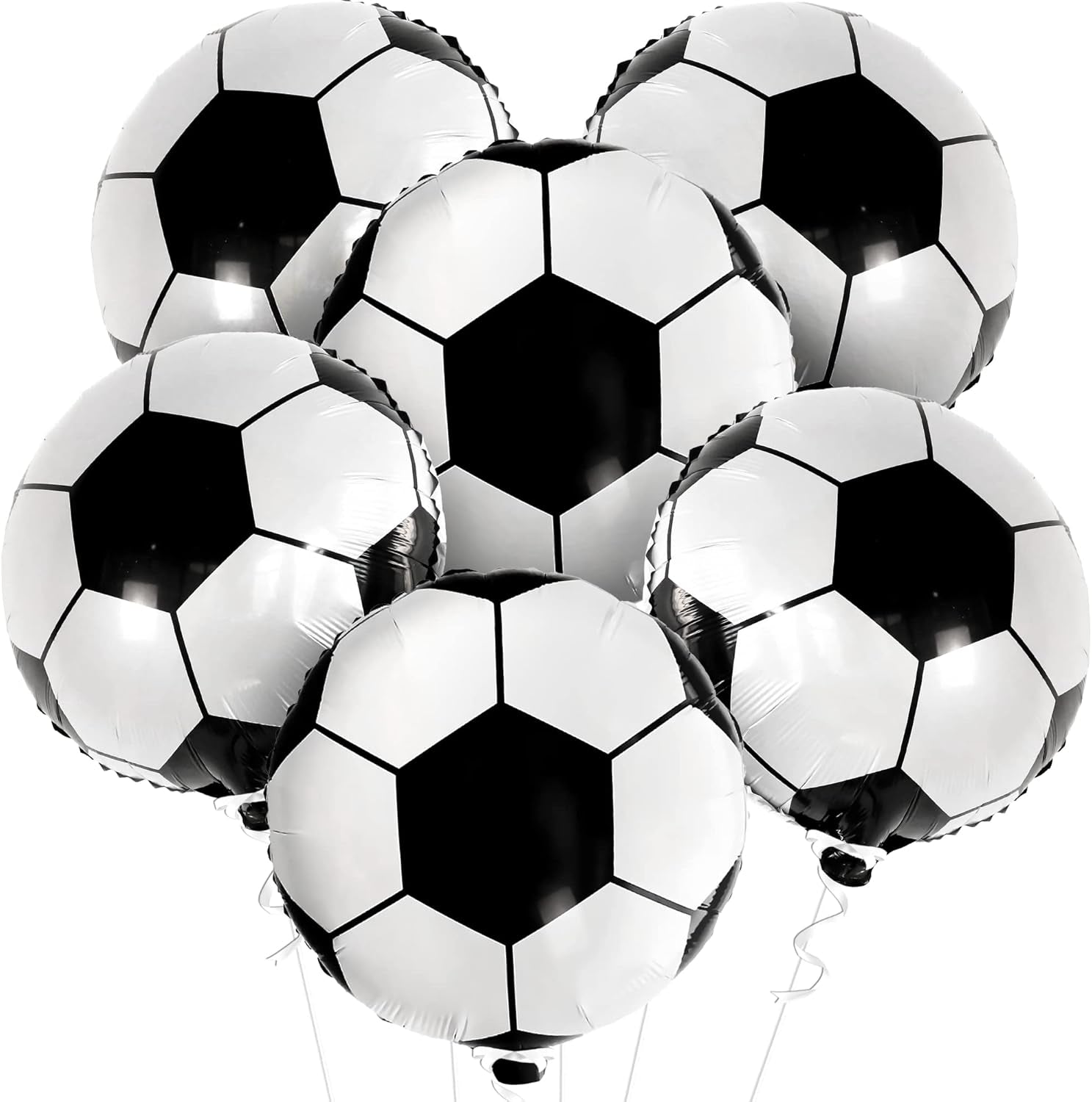 Large Soccer Ball Balloons - 18 Inch, Pack of 6 | Soccer Birthday Party Decorations | Soccer Themed Party Supplies | Black and White Soccer Balloons