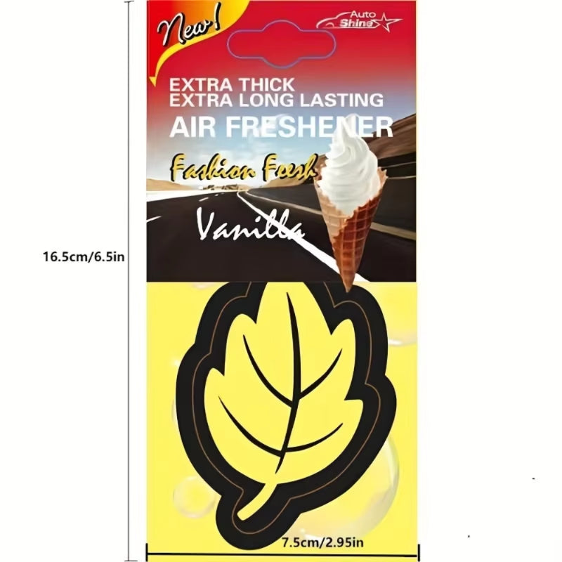 Natural Scented Tea Paper Car Air Freshener - Vanilla Perfume Hanging Leaf Shape Interior Accessory (3-60 Pieces)
