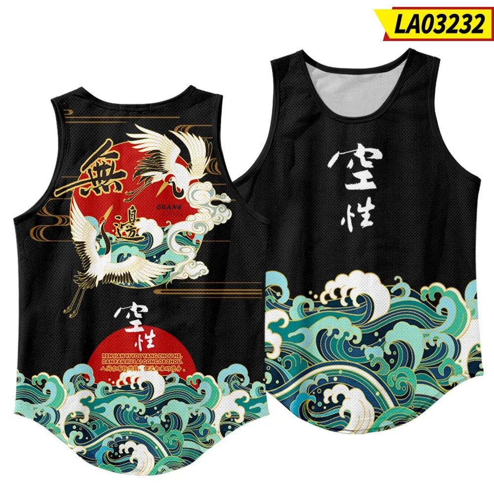 Men'S Fashion Sleeveless Black Tiger Print Tank Top Vest Fitness Bodybuilding Muscle Undershirt Gym Sportwear