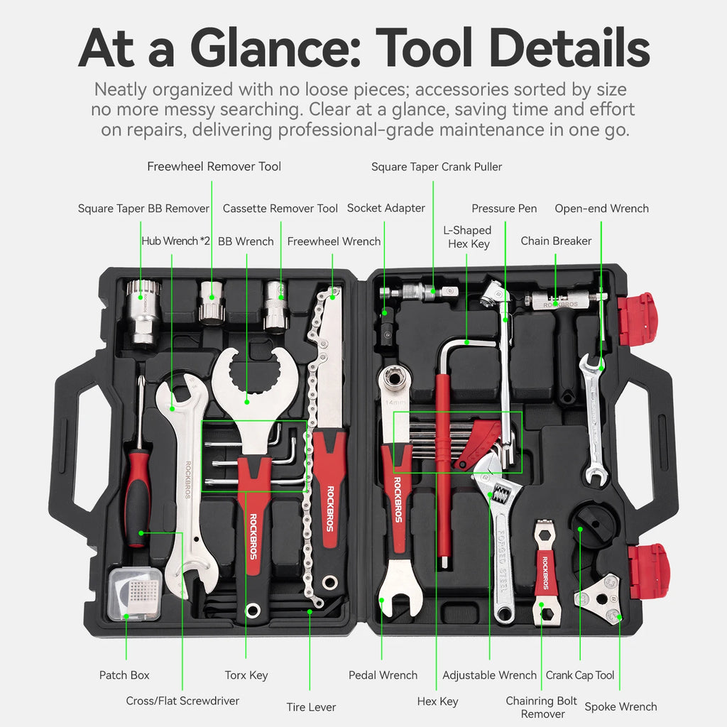 ROCKBROS Bicycle Repair Tool Kits 44 in 1 Professional Bike Multifunction Repair Tools Key Set Cycling Tools