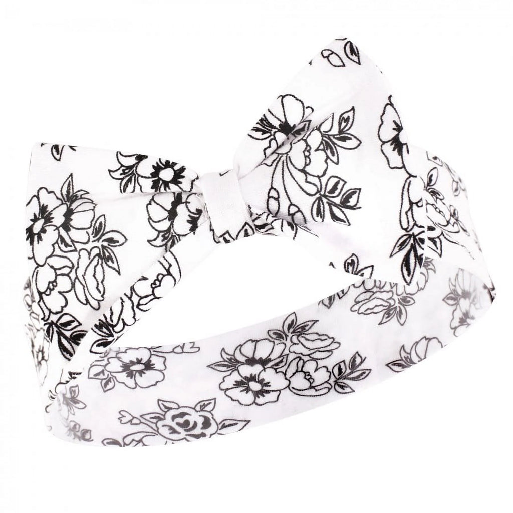 Hudson Baby Infant Girl Cotton Bib and Headband, Toile, 0-6 Months