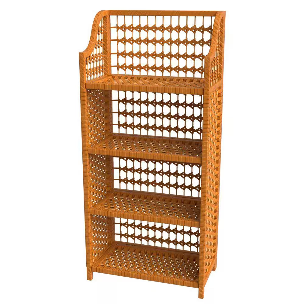 4-Shelf Honey Natural Fiber Shelving Trunk