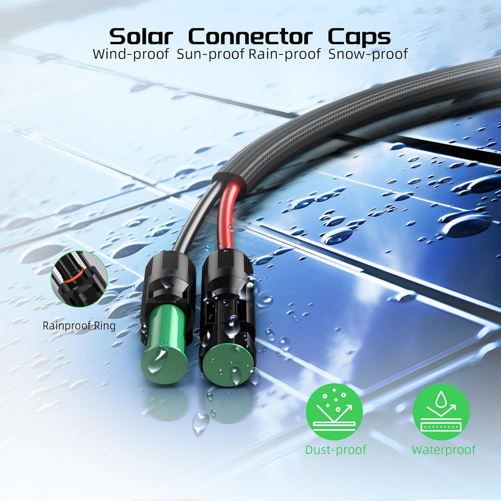 Bateria Solar Charge Cable to XT60 Adaptor and Solar Connectors - 12AWG 10FT for Solar Panels and RV Station