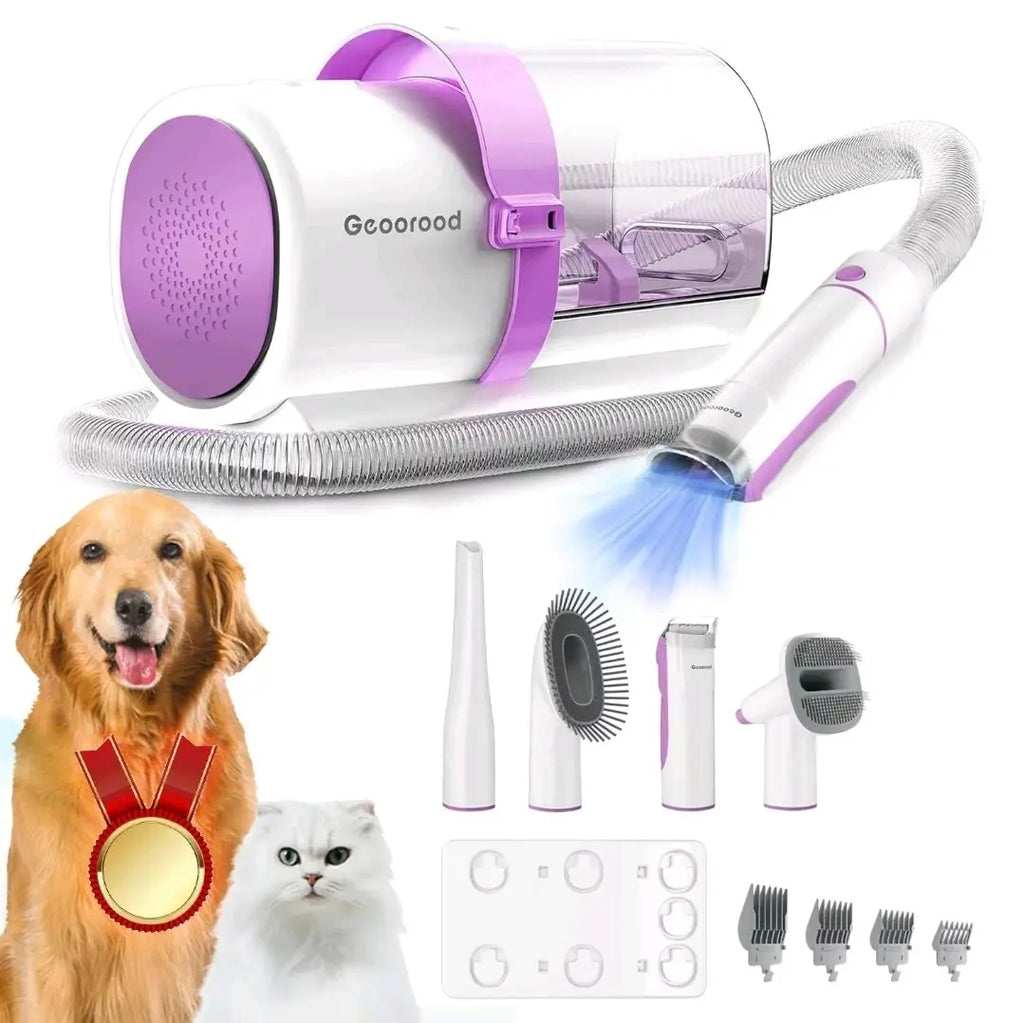 Geoorood Pet Grooming Vacuum and Brush System for Effective Shedding and Hair Removal for Dogs and Cats