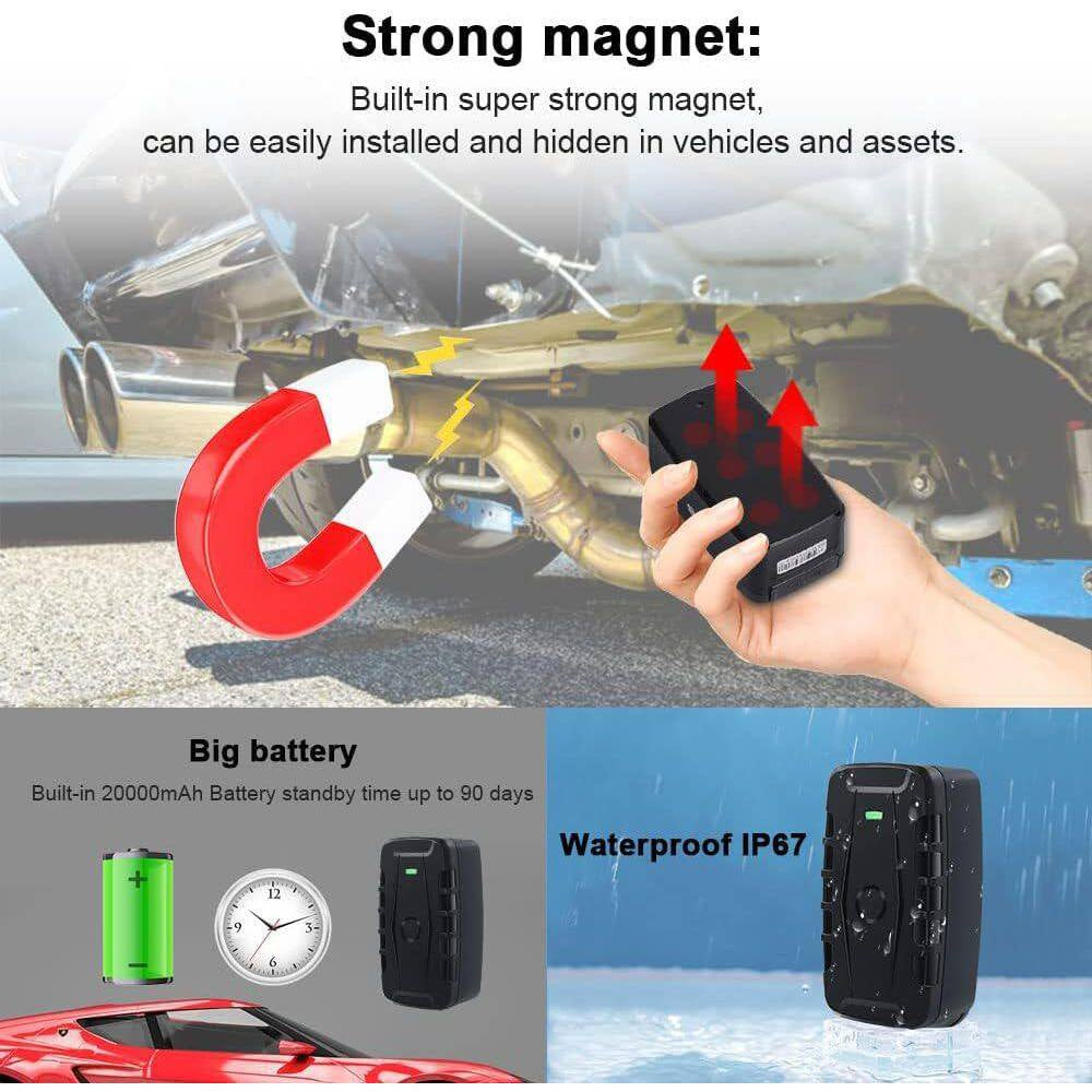 20000Mah Car GPS Tracker Device Real-Time Precise Location Tracking Magnetic Waterproof Multiple Alarm App