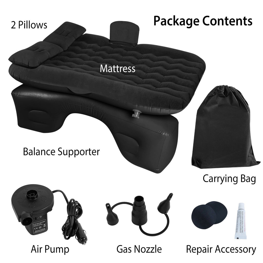 Inflatable Travel Car Mattress with Air Bed for Back Seat Comfort, Includes Two Pillows and Pump