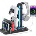 Charging Station, Headphone Stand RGB, Controller Holder with USB A&C PC Gaming Accessories Storage