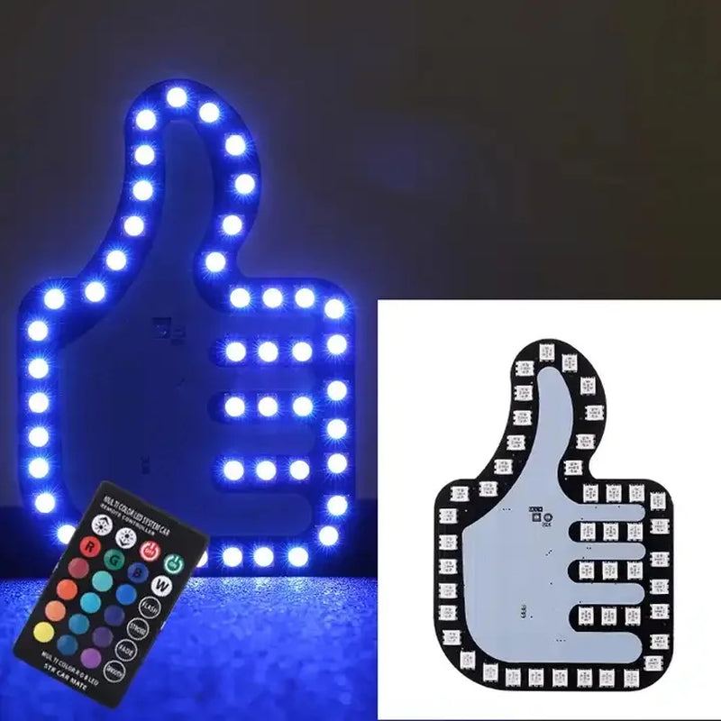 Colorful RGB LED Gesture Light for Vehicles - USB Hand Lamp with Middle Finger Design - Fun Car Accessories