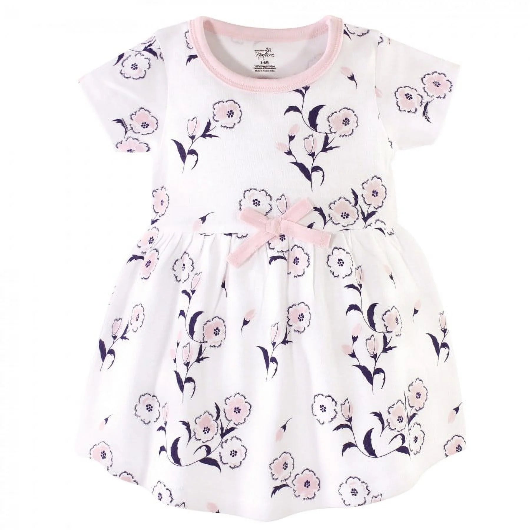 Touched by Nature Baby and Toddler Girl Organic Cotton Short-Sleeve Dresses 2Pk, Wild Flowers, 3 Toddler