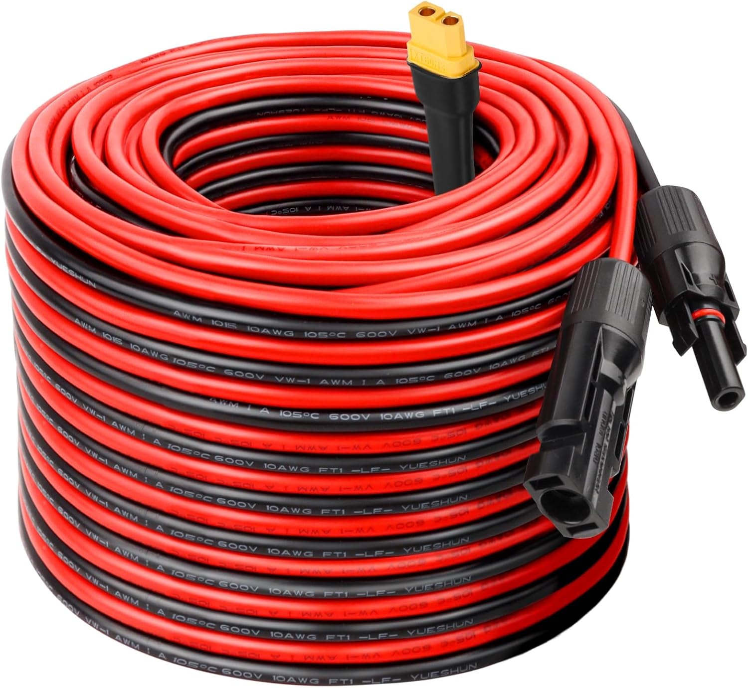MOOKEERF Solar to XT60 Extension Cable 10AWG 25FT Solar Connector to XT60 Adapter Cable for Solar Panel to Portable Power Station Solar Generator Battery Pack