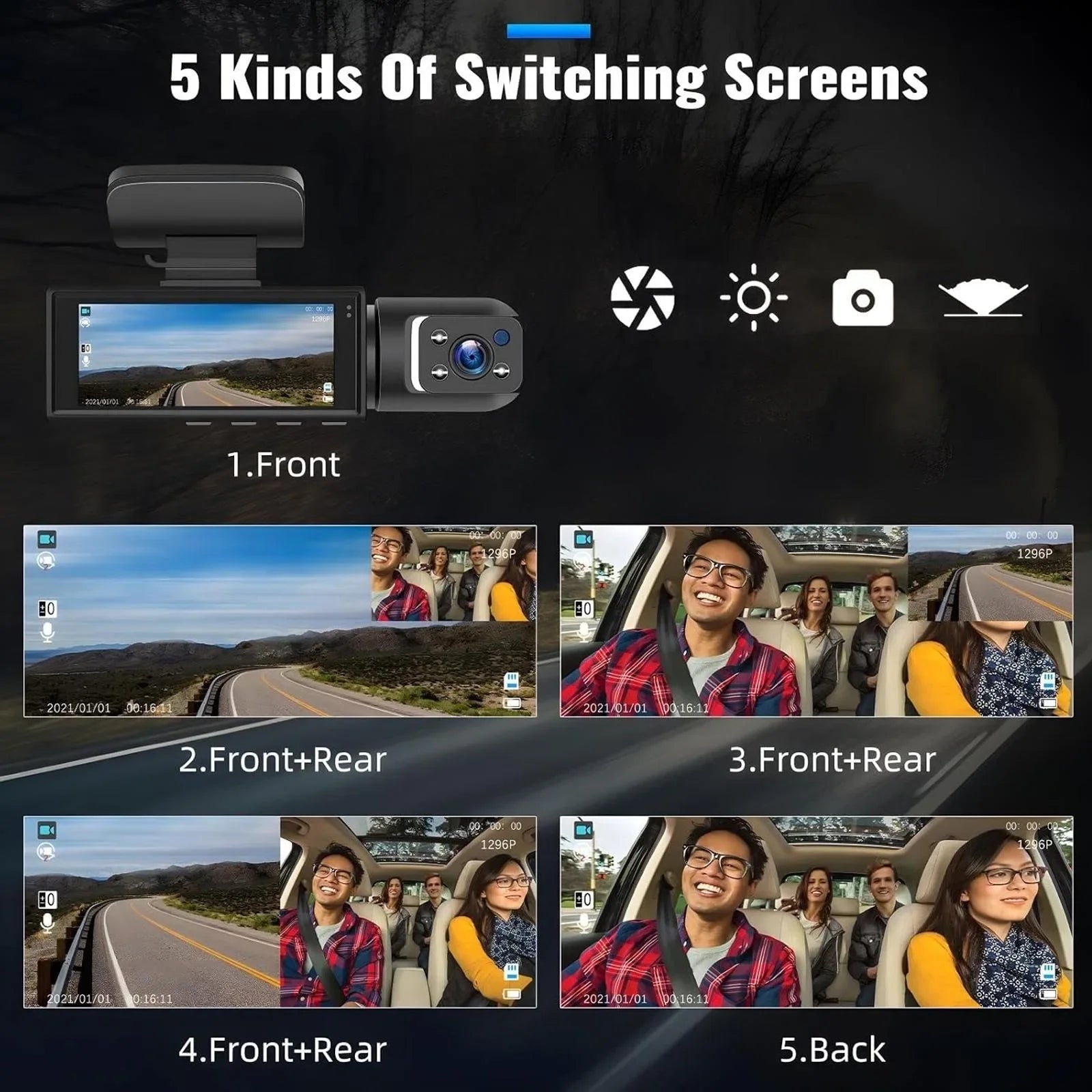 1080P Dual Lens Dash Camera Front and Rear Car Driving Recorder with Night Vision G Sensor 316 Inch IPS Display