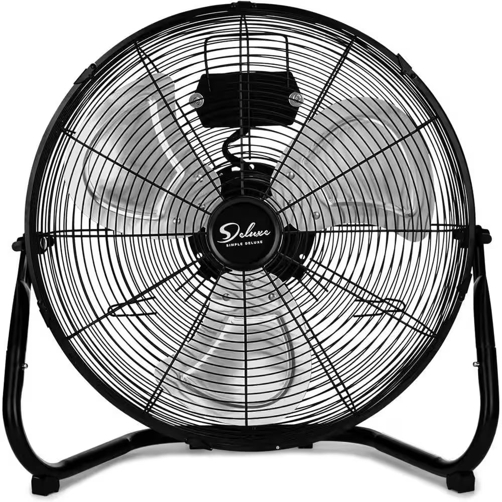 12 In. 3-Speed Metal High Velocity Heavy Duty Floor Fan in Black