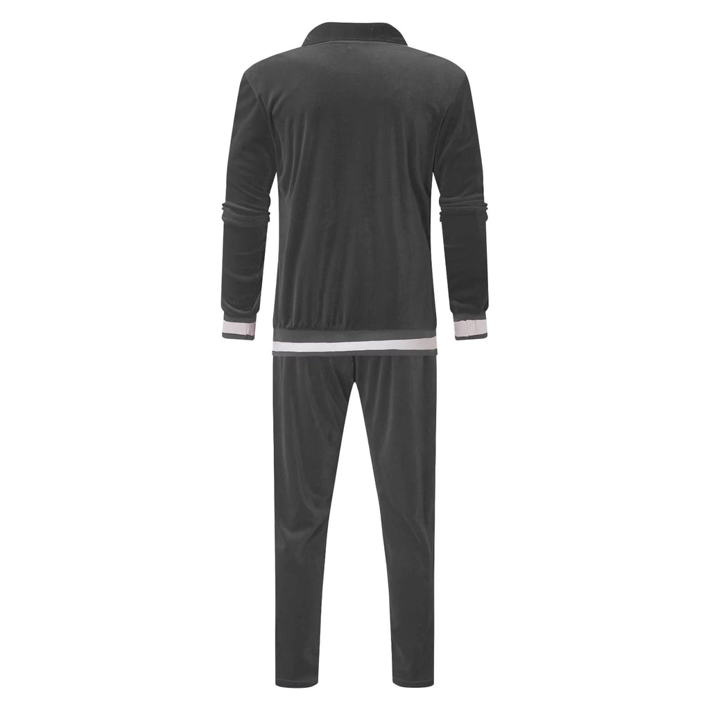 Conjunto Deportivo De Terciopelo Para Hombre, 2023 Conjunto Deportivo De Terciopelo Para Hombre 2 Piezas Invierno Cálido Chaqueta Con Cierre Completo Pantalones De Conjunto Deportivo Ropa Deportiva De Fitness Conjunto De Sudadera Y Jogger
