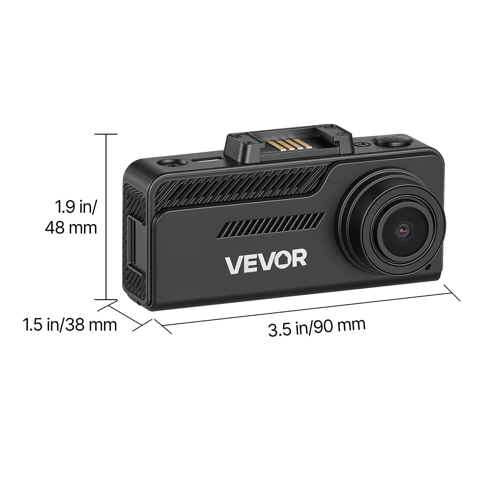 VEVOR Dash Cam Front and Rear, 4K+1080P, 64 GB Card Included, Dual Channel Dash Camera for Cars with Built-In GPS, G-Sensor, Front 129° & Rear 125°, 3.18" Touch Screen, Loop Recording, Parking Mode