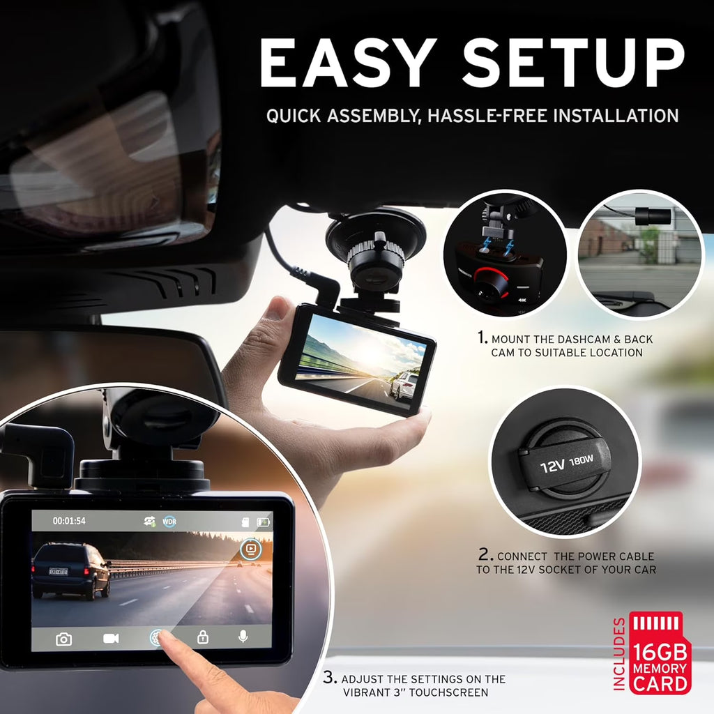 Car and Driver 1080P Full HD Dual View Dash Cam | Front, Rear-View Camera Combo with Sony IMX Sensor, High Dynamic, Range, ADAS Alerts, Night Vision | Blindspot Car Camera with 150 Degree Angle Lens