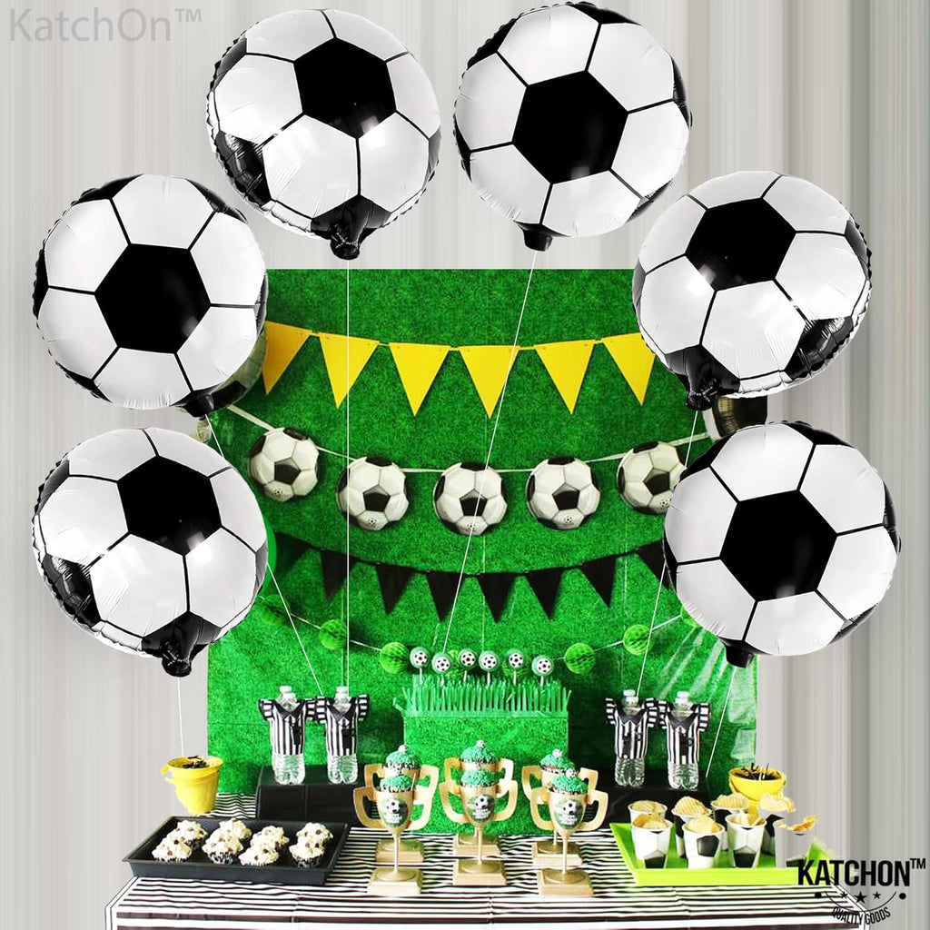 Large Soccer Ball Balloons - 18 Inch, Pack of 6 | Soccer Birthday Party Decorations | Soccer Themed Party Supplies | Black and White Soccer Balloons