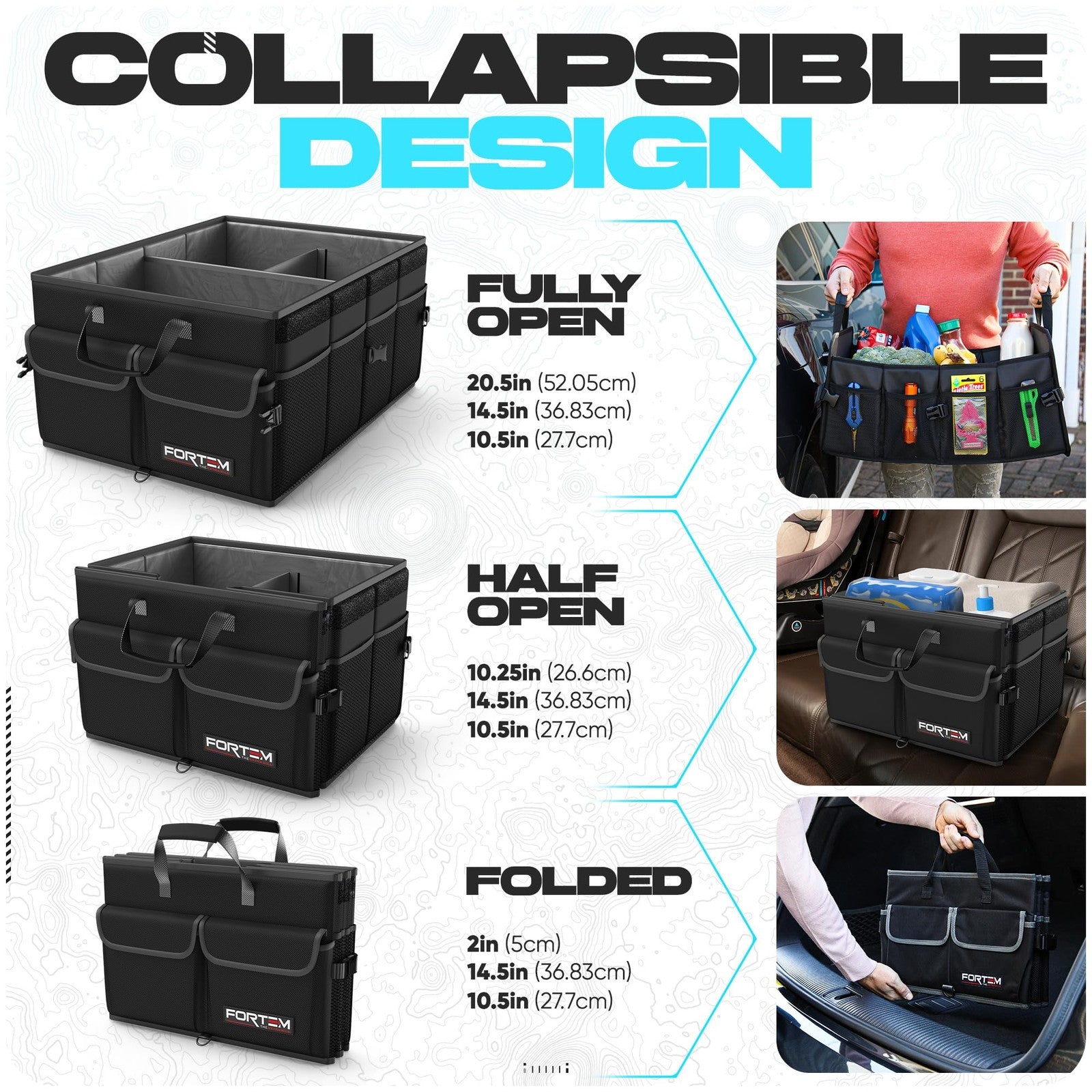 Fortem Collapsible Car Trunk Organizer and Storage Solution