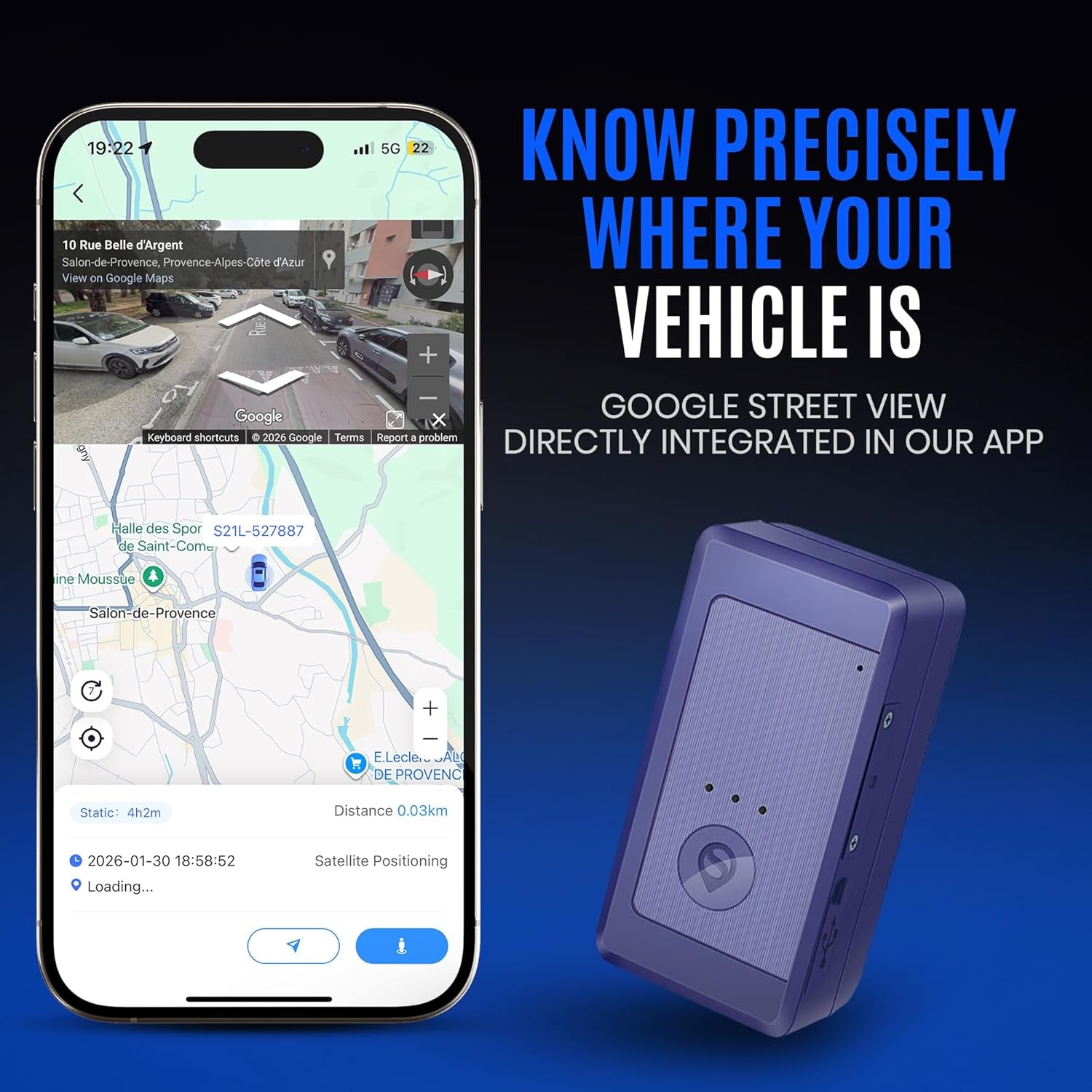 GPS Tracker for Vehicles No Subscription, Magnetic Car Tracker Device Hidden, Live Location, Tracking Device for Cars, SIM Card Included, 60-Day Battery, IP65 Waterproof, Geo-Fence, Route Playback