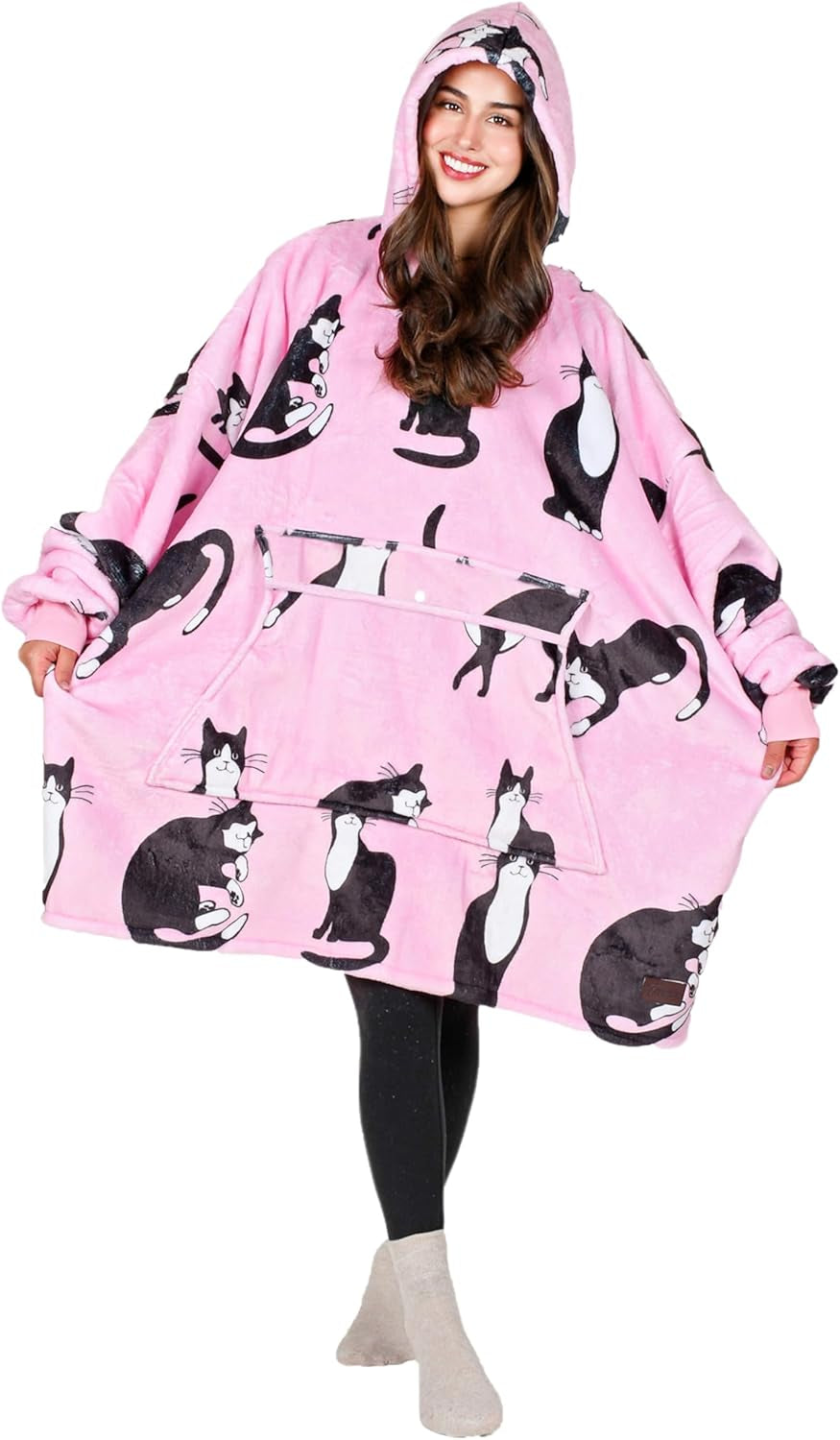 Cozy Up with Tirrinia Extra Long Oversized Sherpa Hoodie Blanket - Perfect Christmas Gift for Men, Women, and Teens in Grey!