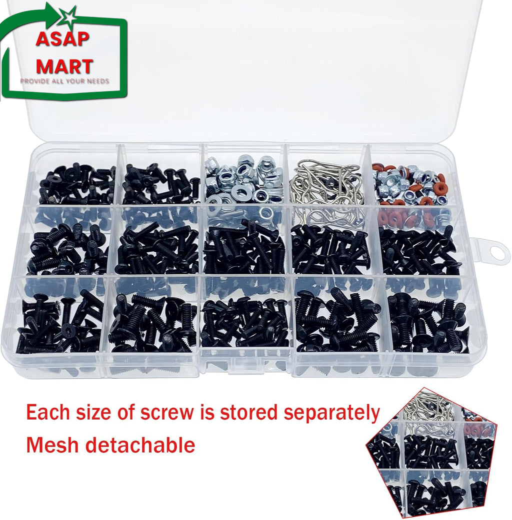 Universal RC Screw Assortment Kit - 520 Pieces for Traxxas, Arrma, Redcat, and HPI