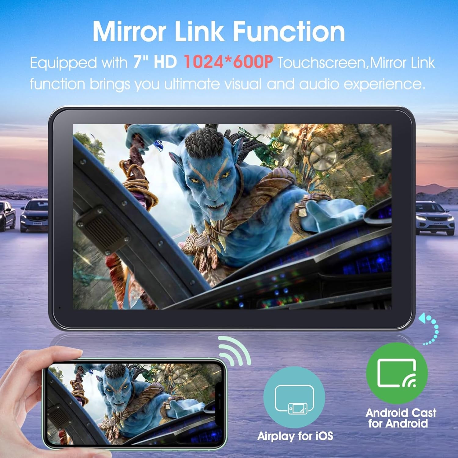 7-Inch Wireless CarPlay Stereo System with Backup Camera, Bluetooth, and GPS Compatibility for All Vehicles