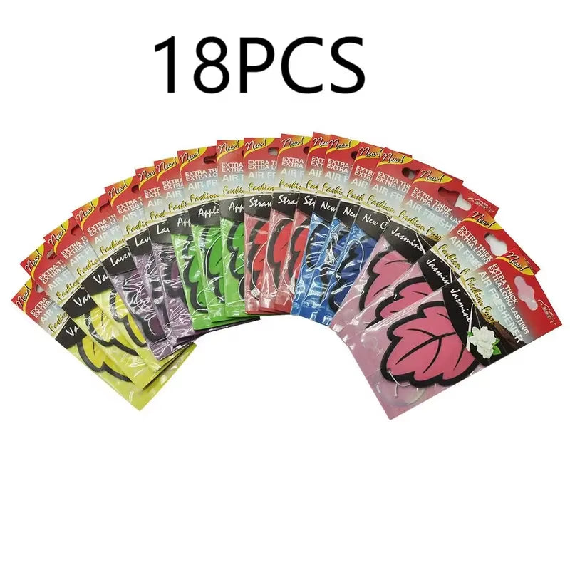 Natural Scented Tea Paper Car Air Freshener - Vanilla Perfume Hanging Leaf Shape Interior Accessory (3-60 Pieces)