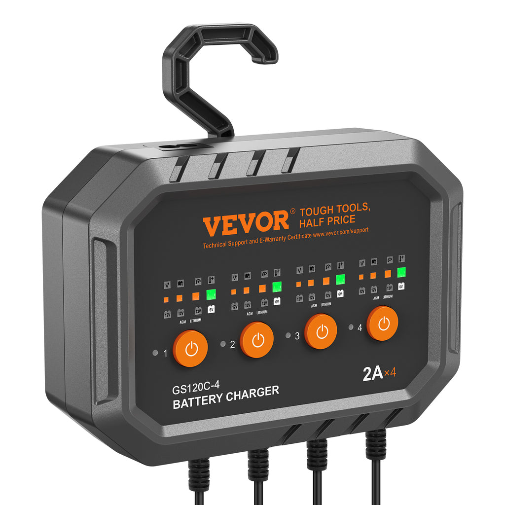 VEVOR Smart Battery Charger, 8-Amp, Lifepo4 Lead-Acid Car Battery Charger, Fully-Automatic Charger Maintainer Desulfator for Boat Motorcycle Lawn Mower Golf Cart Marine Deep Cycle