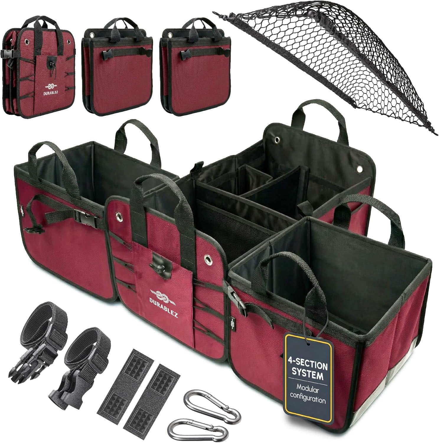 Ultimate XL 3-Section Car Trunk Organizer – Heavy Duty Foldable Cargo Storage Bin with Multi-Compartment Design – Perfect for a Clutter-Free Ride!