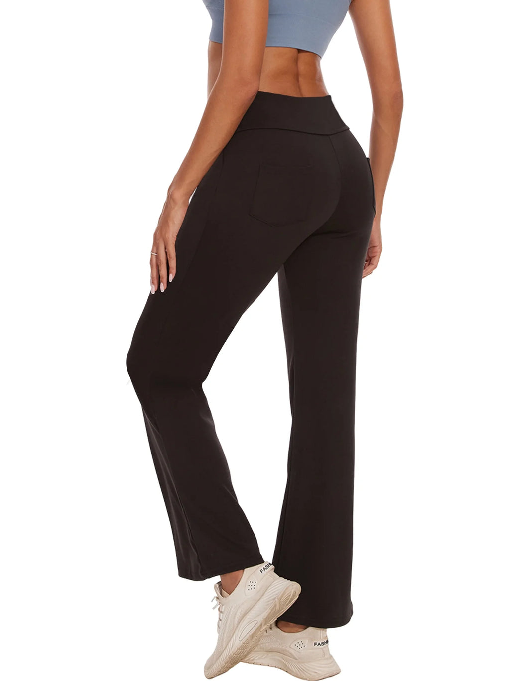Womens Bootcut Yoga Pants with Pockets Flare Workout Legging High Waist Lightweight Bottoms Activewear Gray 3XL