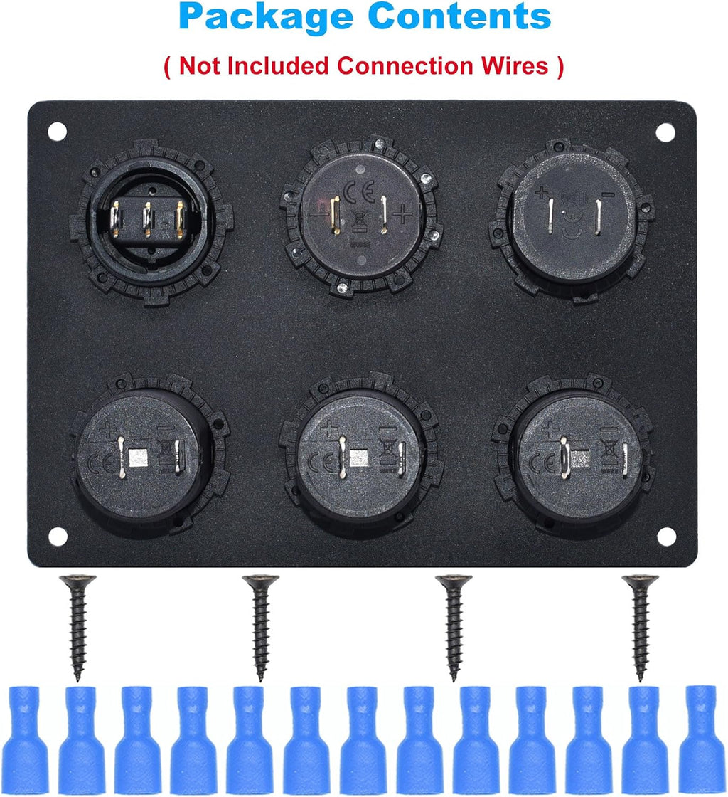 Dual USB Socket Charger 2.1A&2.1A + LED Voltmeter + 3-Socket 12V Cigarette Lighter Power Outlet Adapter + On-Off Toggle Switch Multi-Functions Panel for Car Marine Boat Rv Truck Mobiles (Blue)